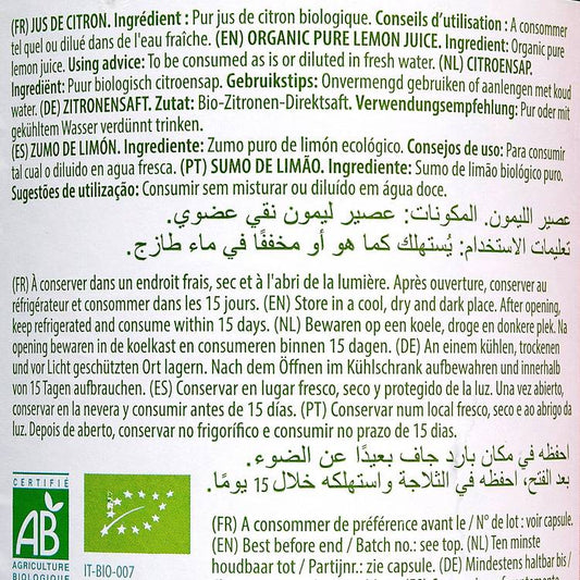 Le Jus de citron XL BIO