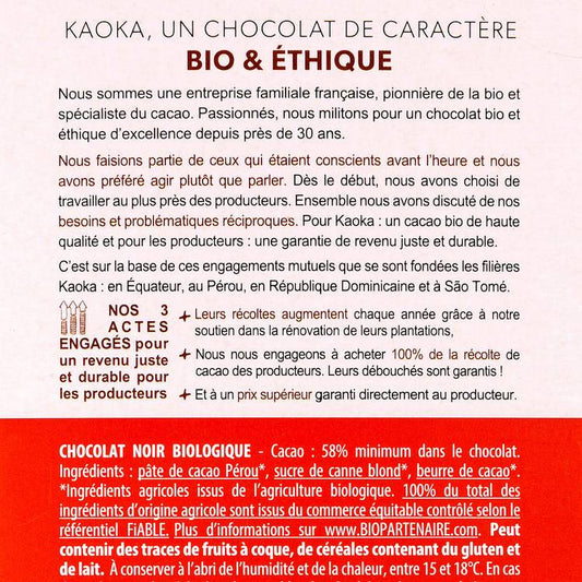 Le Chocolat noir 58% BIO