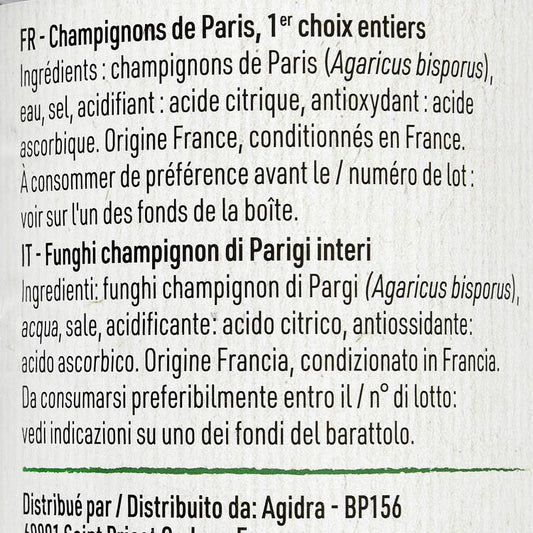 Les Champignons de Paris entiers