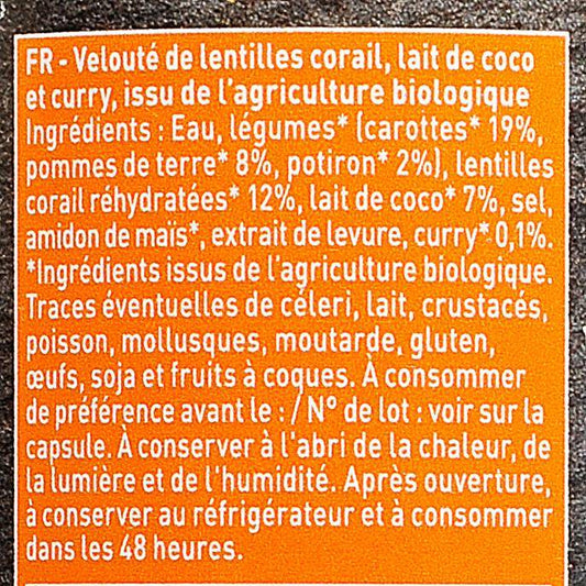 Le Velouté de lentille curry coco BIO