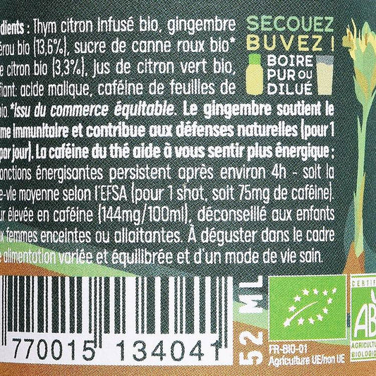 Le Shot energy gingembre citron BIO