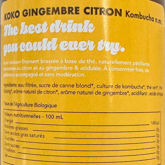 Le Kombucha gingembre citron BIO