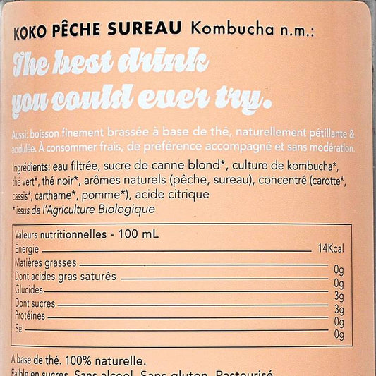 Le Kombucha pêche sureau BIO