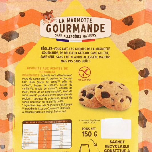 Les Cookies pépites de chocolat sans gluten BIO "La Marmotte Gourmande"