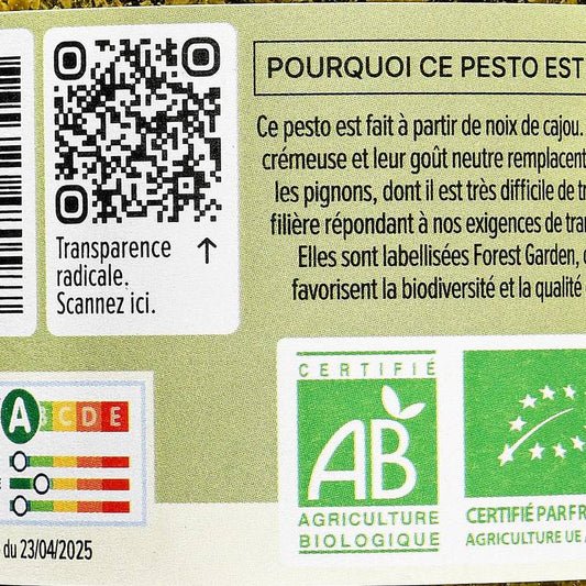 La Sauce pesto vert basilic BIO "Omie"