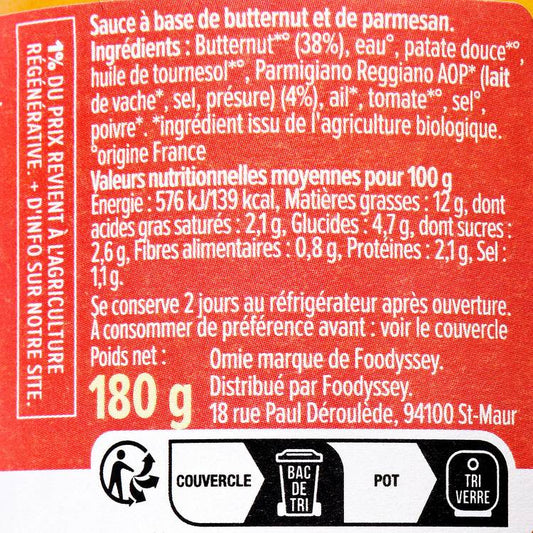 La Sauce butternut parmesan "Omie" AOP BIO