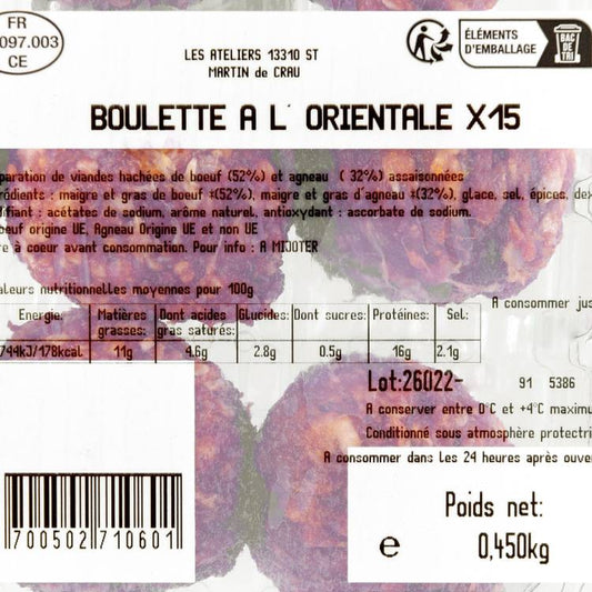 Les Boulettes de boeuf à l'oriental