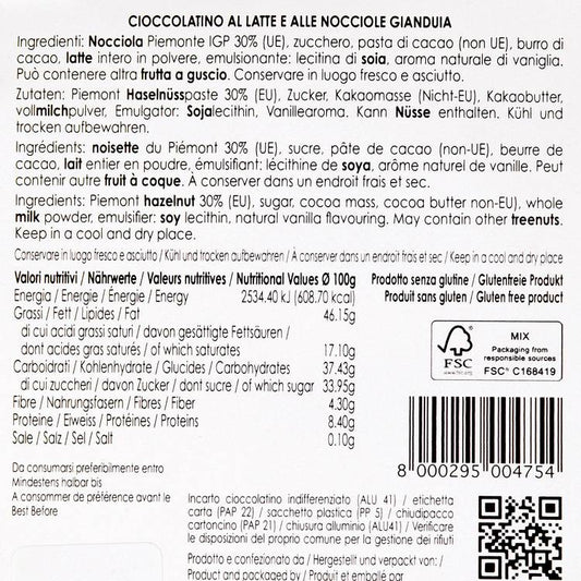 Le Chocolat gianduja au lait et aux noisettes du Piémont IGP
