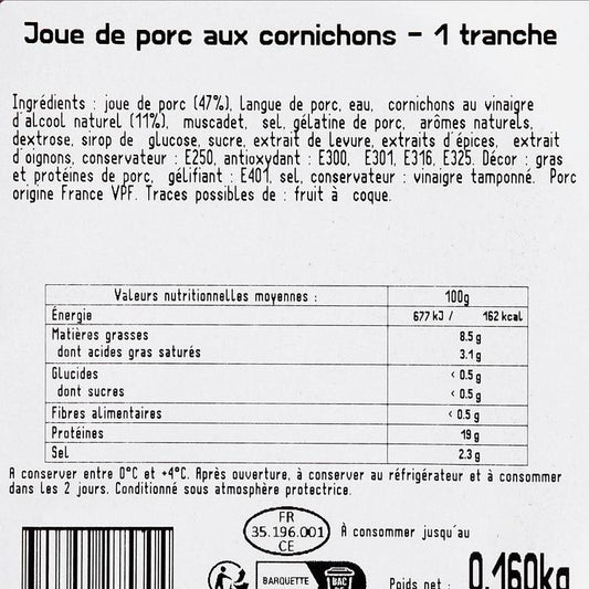 La Joue de porc aux cornichons