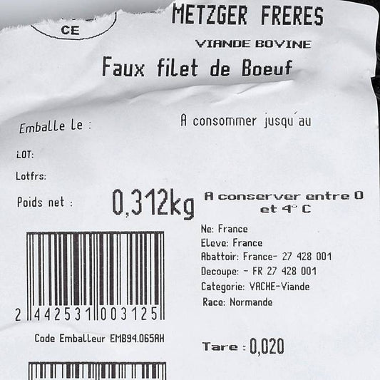 Le Faux-filet*** de bœuf maturé de Normandie - Metzger Frères