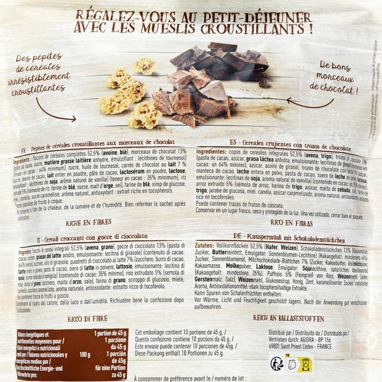 Le Muesli croustillant aux deux chocolats