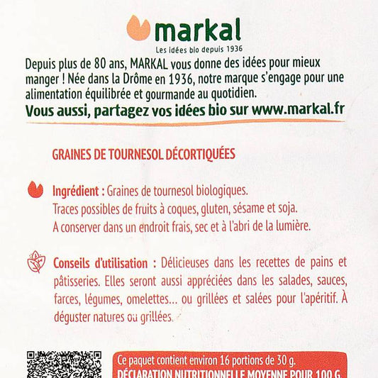 Les Graines de tournesol décortiquées BIO