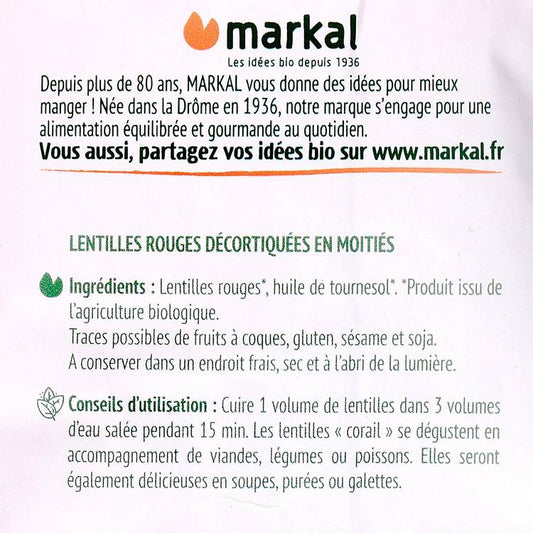 Les Lentilles corail BIO