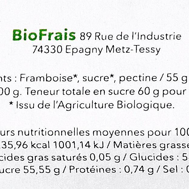 La Confiture de framboise BIO