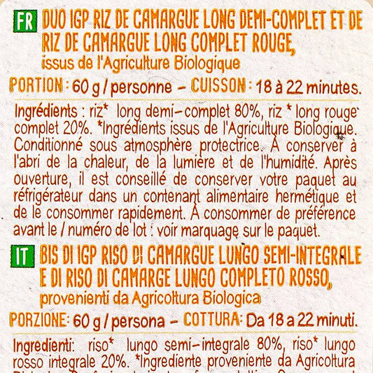 Le Riz duo de Camargue demi-complet IGP & BIO