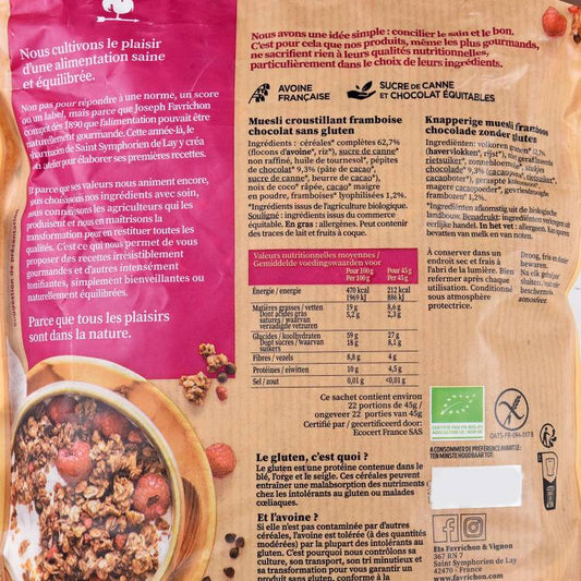 Le Muesli framboise et chocolat XL BIO