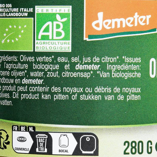 Les Olives vertes en rondelles BIO