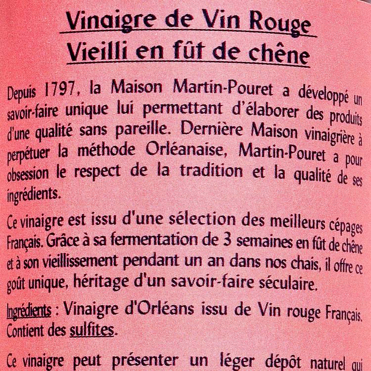 Le Vinaigre d'Orléans de vin rouge vieilli 12 mois "Martin Pouret"