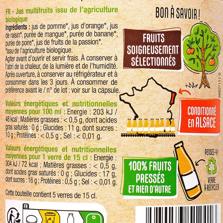 Le Pur jus multifruits  BIO