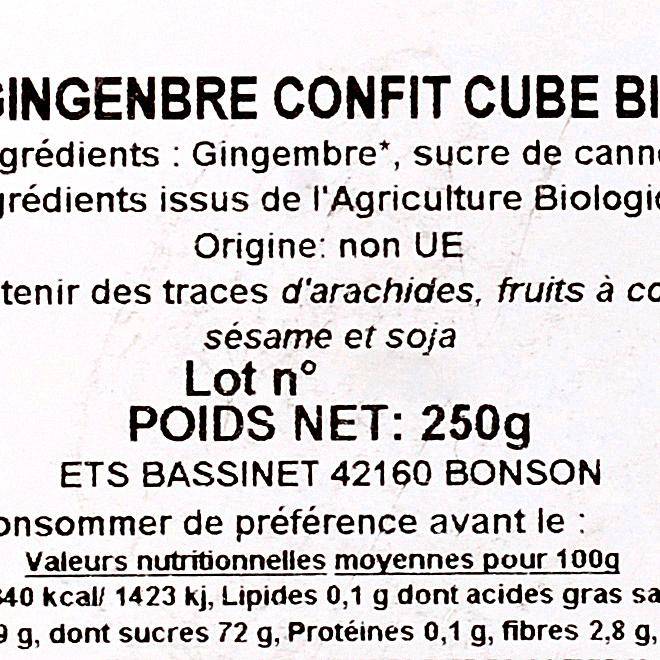Le Gingembre confit BIO
