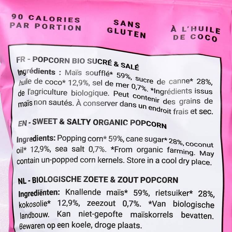 Les Popcorn sucrés salés BIO