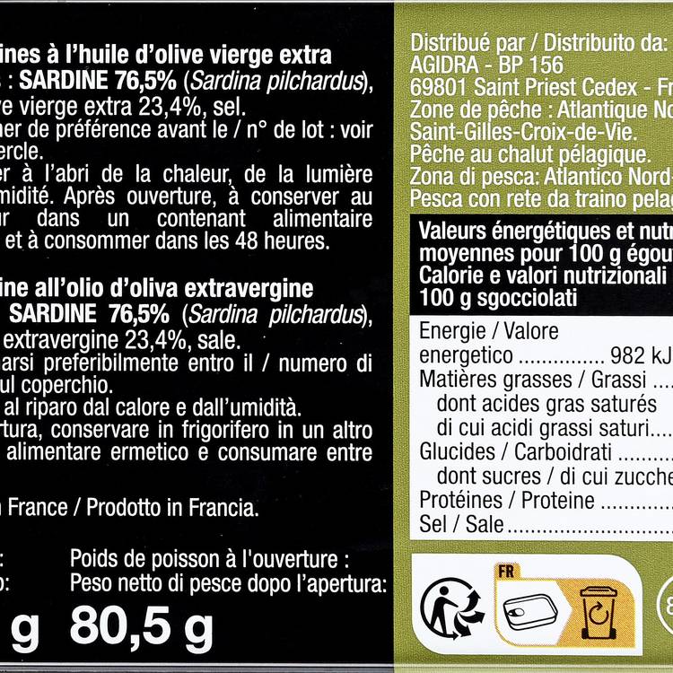 Les Sardines à l'huile d'olive
