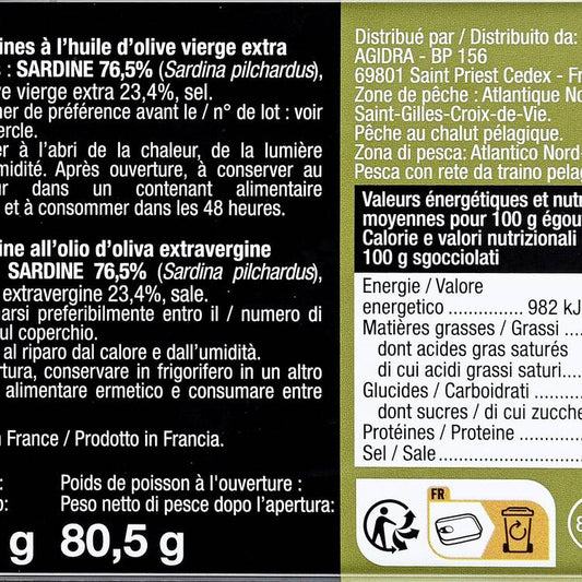 Les Sardines à l'huile d'olive