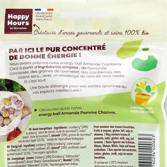 Les Energy balls amande cranberry coco BIO et  sans gluten