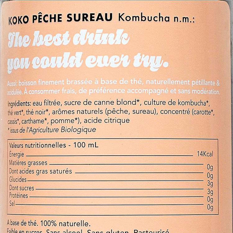 Le Kombucha pêche sureau BIO