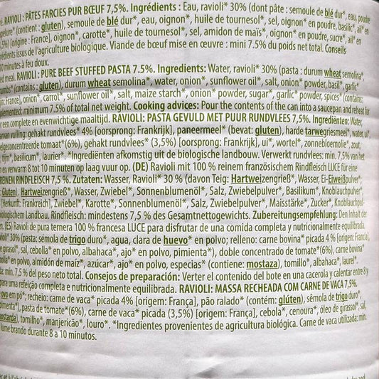Les Ravioli pur boeuf 7.5% BIO