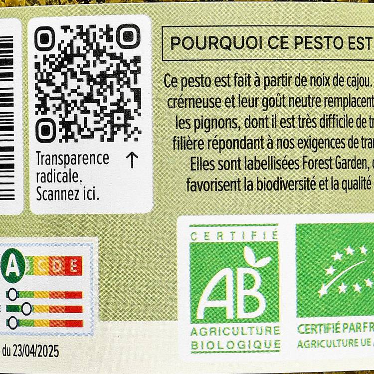 La Sauce pesto vert basilic BIO "Omie"