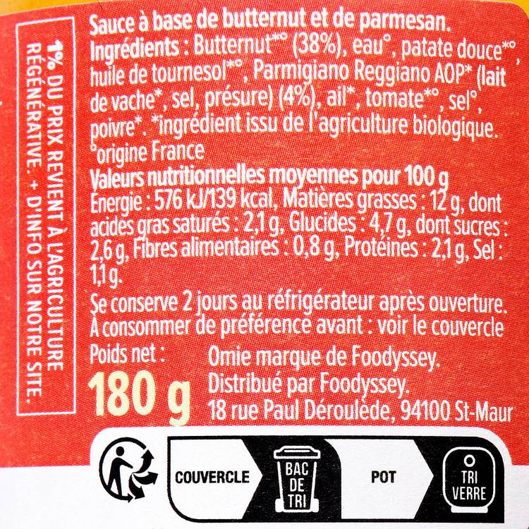 La Sauce butternut parmesan "Omie" AOP BIO