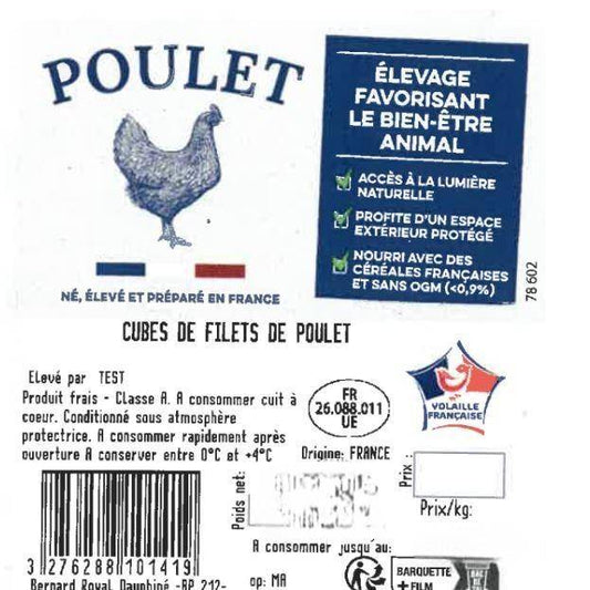 Les Cubes de filet de poulet