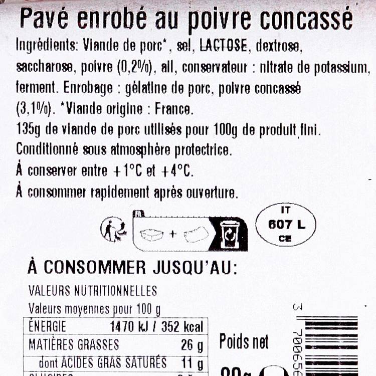 La Chiffonnade  de pavé au poivre