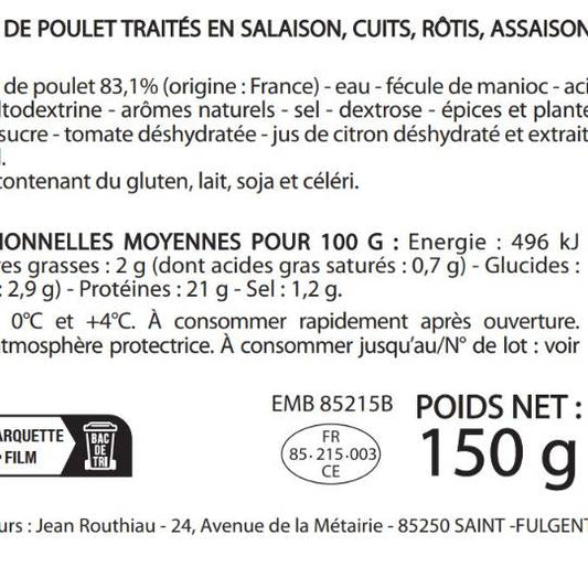 Les Emincés de filet de poulet rôti au thym et citron