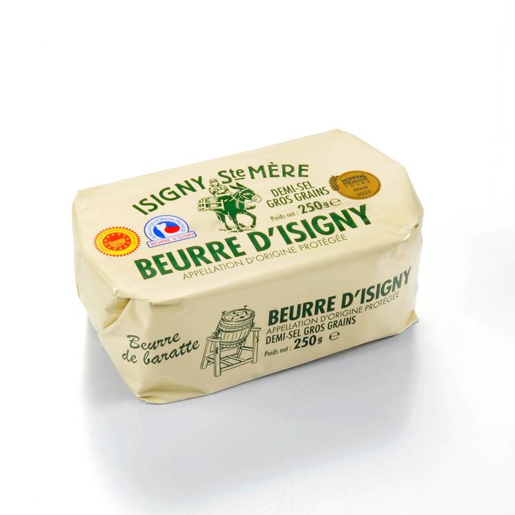 Le Beurre AOP demi-sel Isigny avec cristaux de sel