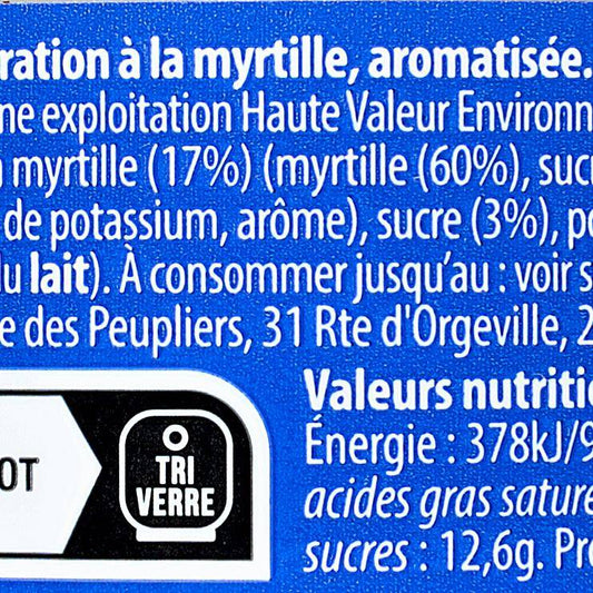 Les Yaourts étuvés à la myrtille "La Ferme des Peupliers"