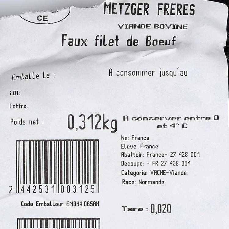 Le Faux-filet*** de bœuf maturé de Normandie - Metzger Frères
