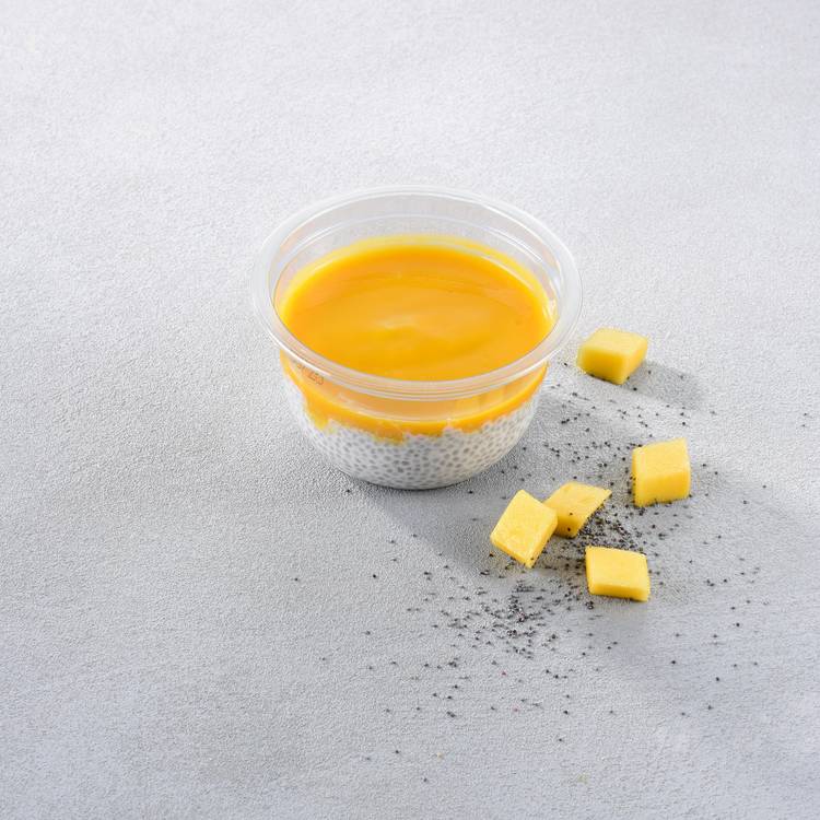Le Pudding de chia, coco et coulis de mangue